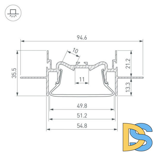 Алюминиевый профиль Arlight Foled-50-Ceil-Center-2000 035769