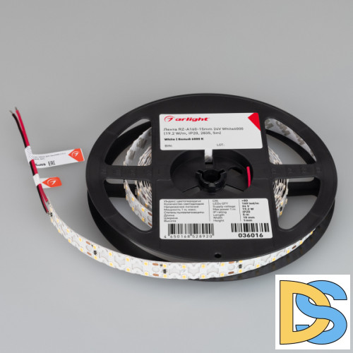 Светодиодная лента Arlight RZ-A160-15mm 24V White6000 (19.2 W/m, IP20, 2835, 5m) 036016