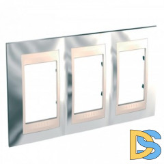 Рамка 3-ая (тройная), Серебро/Бежевый, серия Unica, Schneider Electric
