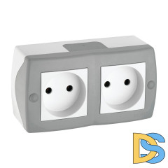 Розетка на 2 поста без заземления Mono Electric Octans IP20 16А 250В бело-серый 104-020006-121