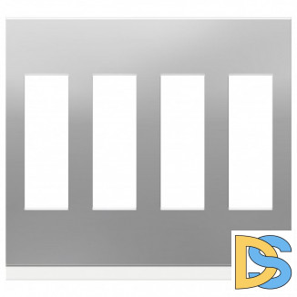 Рамка 4-ая (четверная), Алюминий матовый/Белый, серия Unica Pure, Schneider Electric