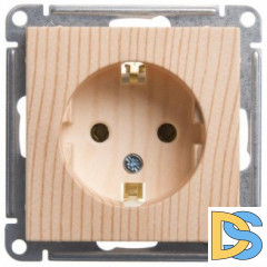 Розетка 1-ая электрическая, с заземлением, Сосна (пластик), серия Wessen 59, Schneider Electric