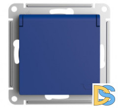 Розетка с заземлением и крышкой, защитными шторками, Аквамарин, серия Atlas Design, Schneider Electric