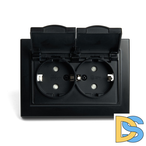 Розетка 2-местная с/з с крышкой Stekker Эрна PST16-9015-03 49138