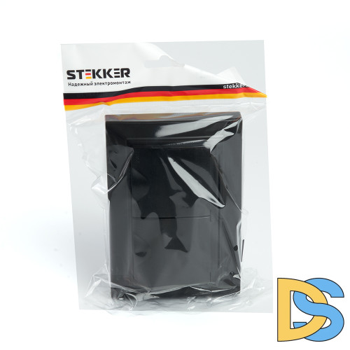 Розетка 2-местная с/з с крышкой Stekker Эрна PST16-9015-03 49138