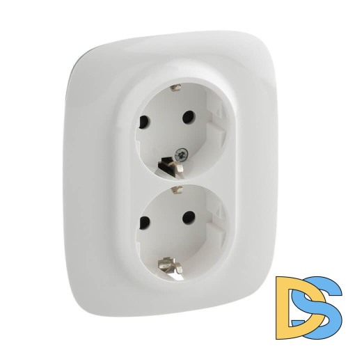 Розетка двойная Legrand Valena Allure 16A 250V с/з со шторками безвинтовой зажим белая 753726