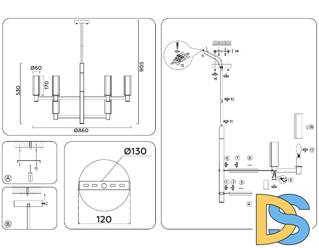 Люстра на штанге Ambrella Light High Light Heigh Light LH55515
