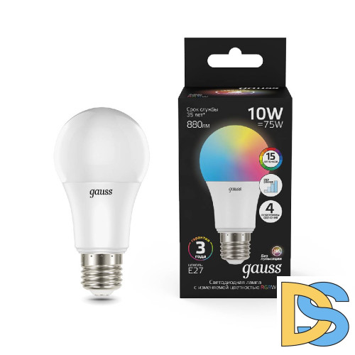 Лампа светодиодная диммируемая Gauss E27 10W 3000-6500K матовая 102102410