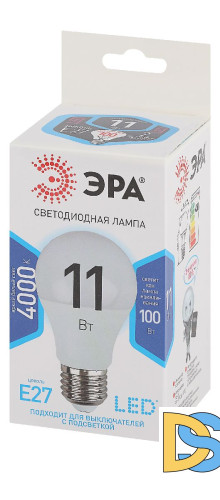 Лампа светодиодная Эра E27 11W 4000K LED A60-11W-840-E27 Б0029821