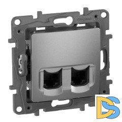 Розетка компьютерная 2хRJ45 Legrand Etika 5 кат UTP алюминий 672455