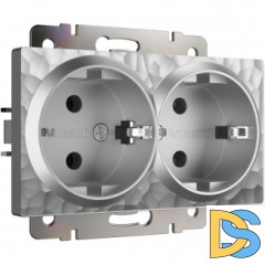 Розетка двойная с заземлением (серебряный) W1272006