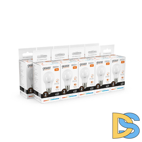 Лампа светодиодная Gauss E27 10W 3000K груша матовая 23210