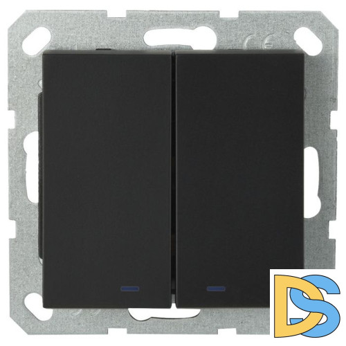 Выключатель двухклавишный Jasmart перекрестный со светодиодами с накладкой 10A 250V черный матовый (soft touch) G3023NPB