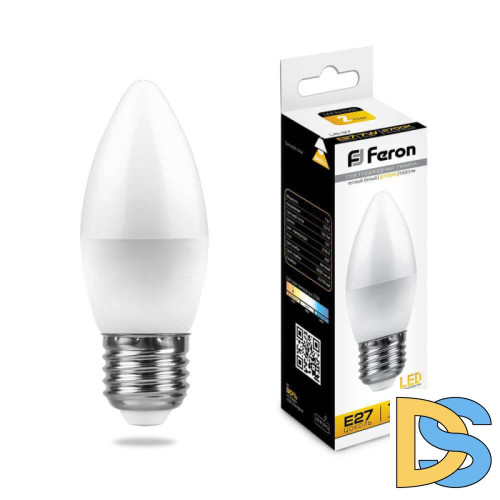 Лампа светодиодная Feron E27 7W 2700K Свеча Матовая LB-97 25758