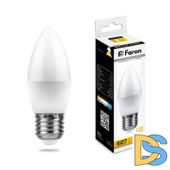 Лампа светодиодная Feron E27 7W 2700K Свеча Матовая LB-97 25758