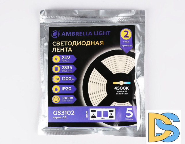 Светодиодная лента Ambrella Light LED Strip 24В 2835 10Вт/м 4500K 5м IP20 GS3102