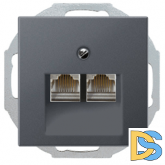 Розетка телефонная двойная RJ11 Jung ECO Profi Антрацит