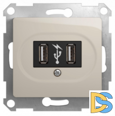 Розетка USB 2-ая (для подзарядки), Молочный, серия Glossa, Schneider Electric