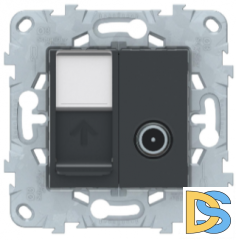 Розетка телевизионная/компьютерная, Антрацит, серия Unica New, Schneider Electric