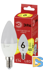 Лампа светодиодная Эра E14 6W 2700K ECO LED B35-6W-827-E14 Б0020618