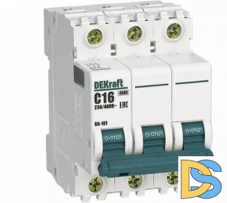 Автоматический выключатель DEKraft ВА-101 3P 16А 4.5кА, 11078DEK