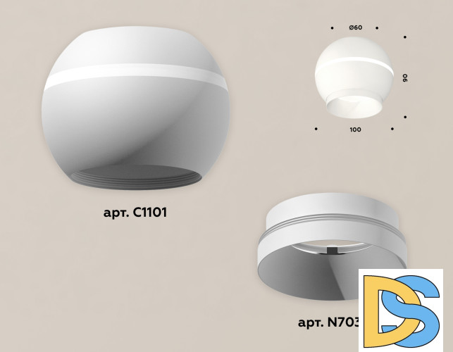 Накладной светильник с дополнительной подсветкой Ambrella Light Techno XS1101010 (C1101, N7030)