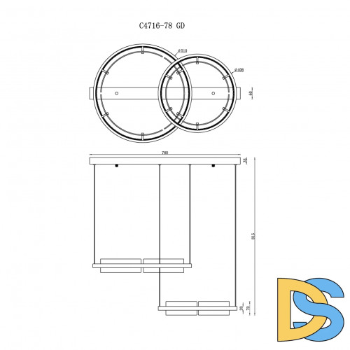 Подвесная люстра iLedex Meridian C4716-78 GD
