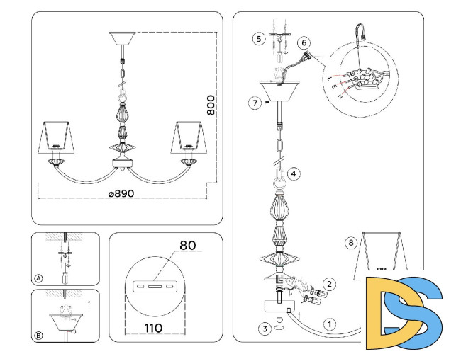 Подвесная люстра Ambrella Light High Light Ceramo Classic LH75025