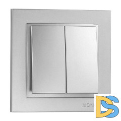 Выключатель двухклавишный Mono Electric Despina 10А 250В серебро 102-212125-102