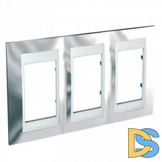 Рамка 3-ая (тройная), Серебро/Белый, серия Unica, Schneider Electric