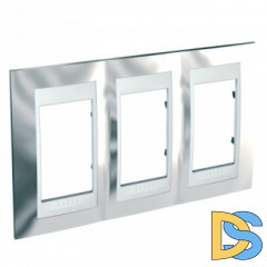 Рамка 3-ая (тройная), Серебро/Белый, серия Unica, Schneider Electric