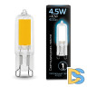 Лампа светодиодная Gauss G9 4.5W 4100K прозрачная 107809204