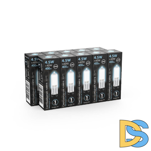 Лампа светодиодная Gauss G9 4.5W 4100K прозрачная 107809204