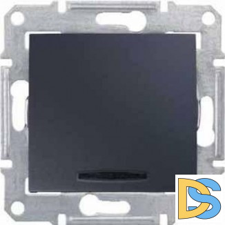 Выключатель 1-клавишный ,проходной с подсветкой (с двух мест), Графит, серия Sedna, Schneider Electric