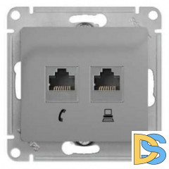 Розетка компьютерная 2-ая кат.5е, RJ-45 (интернет), Алюминий, серия Glossa, Schneider Electric