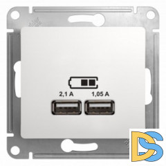 Розетка USB 2-ая (для подзарядки), Белый, серия Glossa, Schneider Electric