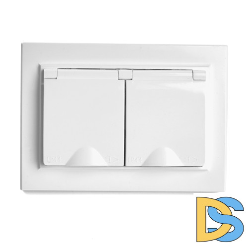 Розетка 2-местная с/з с крышкой Stekker Эрна PST16-9015-01 49139