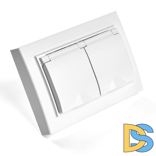 Розетка 2-местная с/з с крышкой Stekker Эрна PST16-9015-01 49139