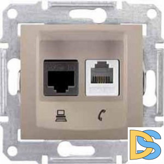 Розетка телефонная+компьютерная RJ-11/RJ-45 кат. 6e, Титан, серия Sedna, Schneider Electric