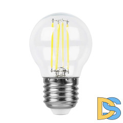 Лампа светодиодная филаментная Feron E27 7W 6400K прозрачная LB-52 38222