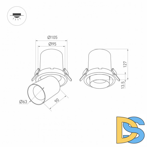 Встраиваемый светодиодный спот Arlight LTD-Pull-R100-10W Day4000 031364