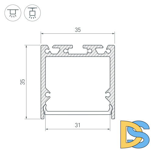Алюминиевый профиль Arlight с экраном SL-LINE-3535-2500 WHITE+OPAL 036302