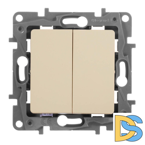 Переключатель двухклавишный Legrand Etika 10A 250V белый 672212