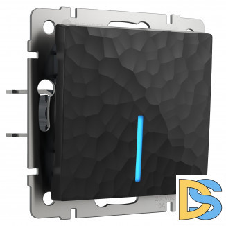 Выключатель одноклавишный с подсветкой (черный) W1210108