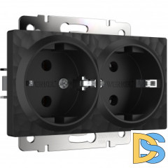 Розетка двойная с заземлением (черный) W1272008