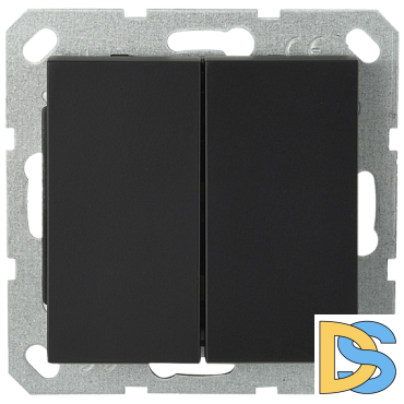 Выключатель двухклавишный Jasmart проходной с накладкой 10A 250V черный матовый (soft touch) G3022PB