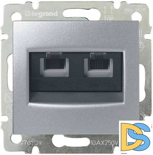 Розетка телефонная 2хRJ11 Legrand Valena алюминий 770139