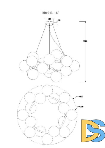 Подвесная люстра Myfar Aerton MR1943-16P