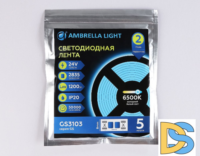 Светодиодная лента Ambrella Light LED Strip 24В 2835 10Вт/м 6500K 5м IP20 GS3103