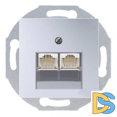 Розетка телефонная двойная RJ11 Jung ECO Profi Алюминий